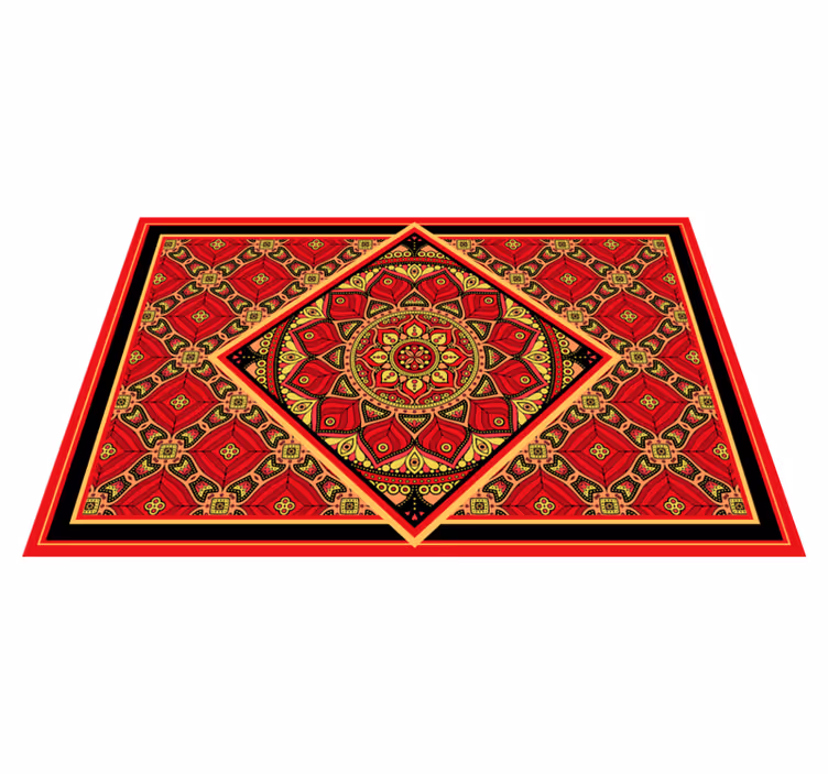 Covor vinil roșu design clasic ornamental - TenStickers