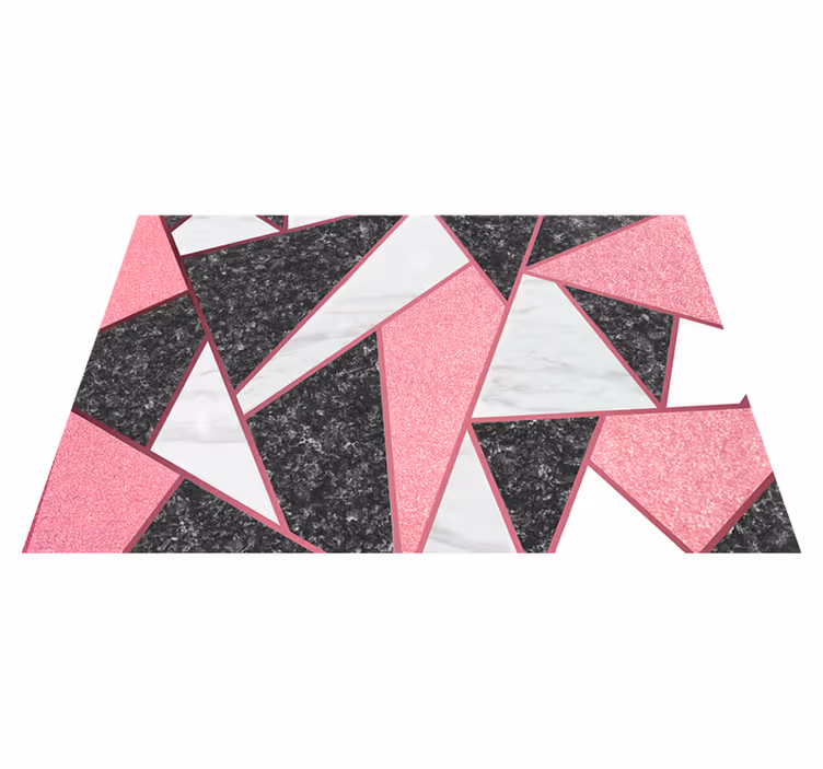 Covor de vinil marmura forme geometrice roz și gri - TenStickers