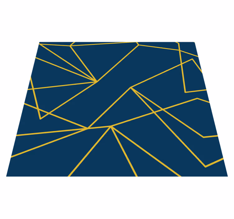 Covor vinil albastru linii geometrice de aur - TenStickers