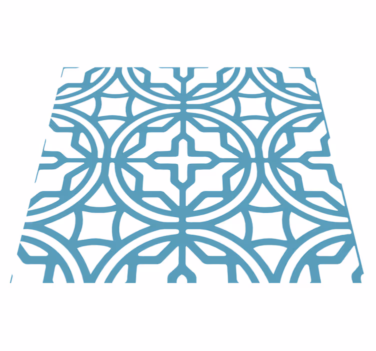 Covor vinil albastru model geometric turcoaz - TenStickers