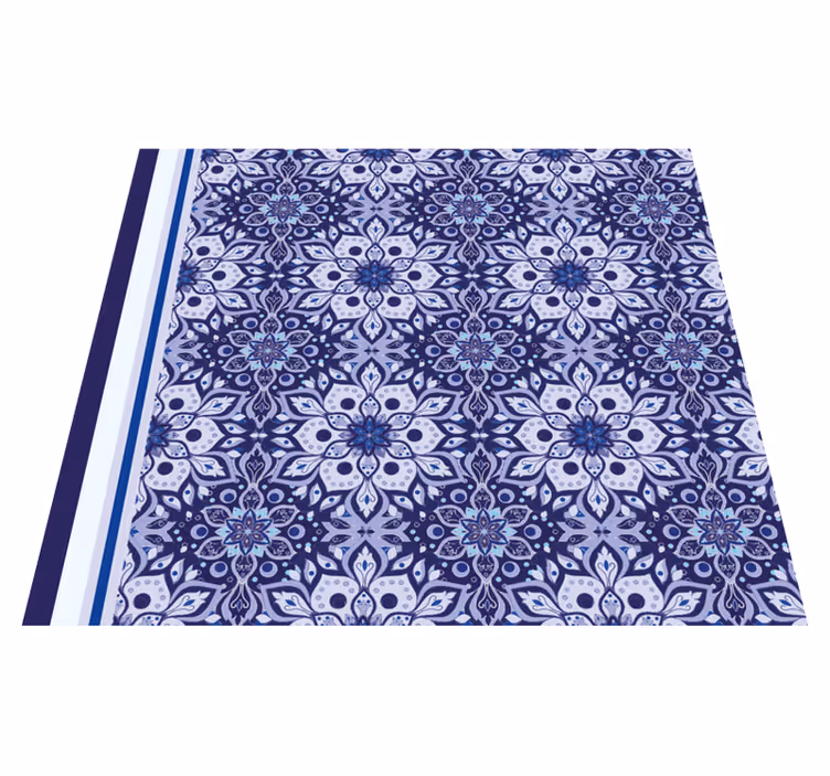 Covor vinil albastru design floral vintage - TenStickers