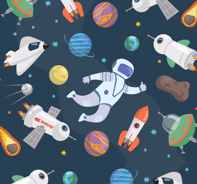Tapet copii aventura spatiala - TenStickers