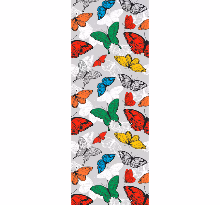 Fluture tapet model colorat pe fundal gri - TenStickers