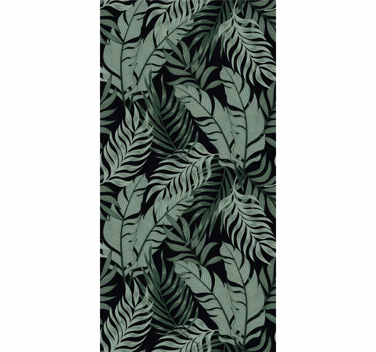 Tapet junglă fundal negru tropical cu frunze - TenStickers