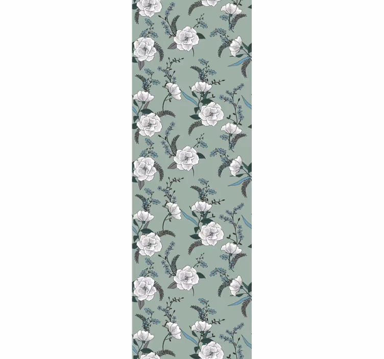 Tapet flori motiv elegant verde floare - TenStickers