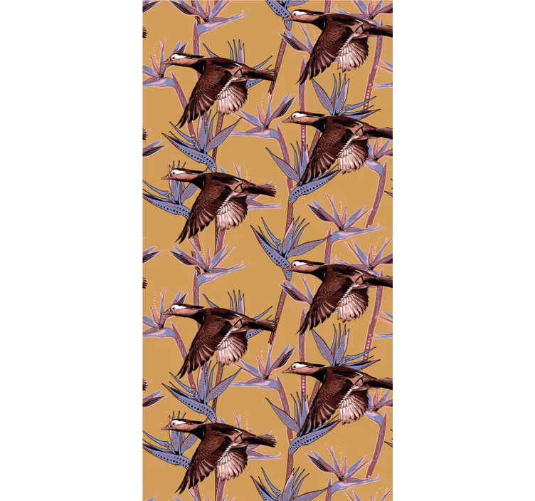 Tapet păsări motiv tropical flocat - TenStickers