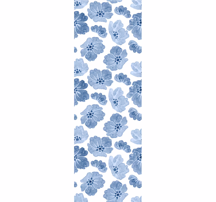 Tapet flori model floral albastru și alb - TenStickers