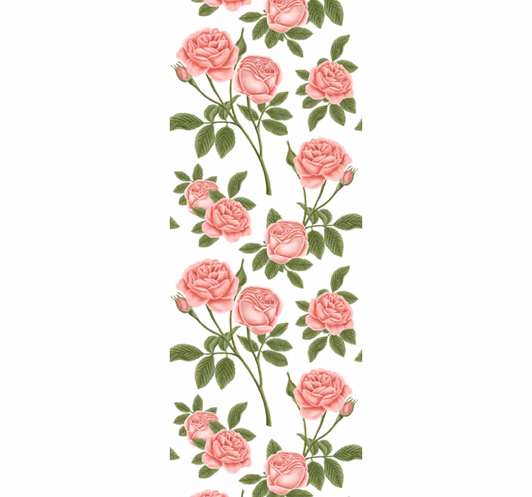 Tapet flori trandafir roz floral - TenStickers