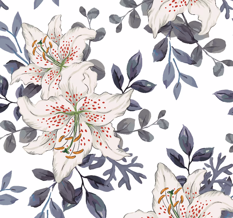 Tapet flori crini albi florali - TenStickers