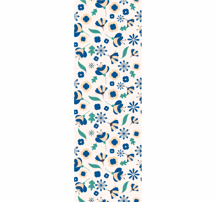 Tapet flori model albastru floral - TenStickers