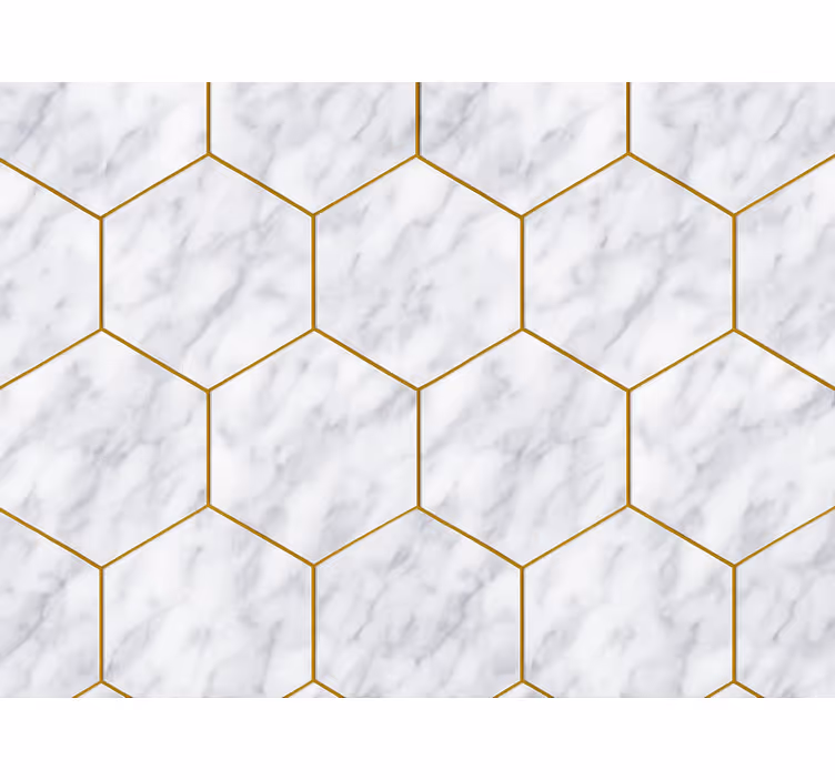Tapet camera de zi placă hexagonală de marmură - TenStickers