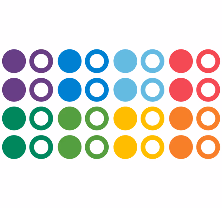 Tapet geometric cercuri colorate în curcubeu - TenStickers