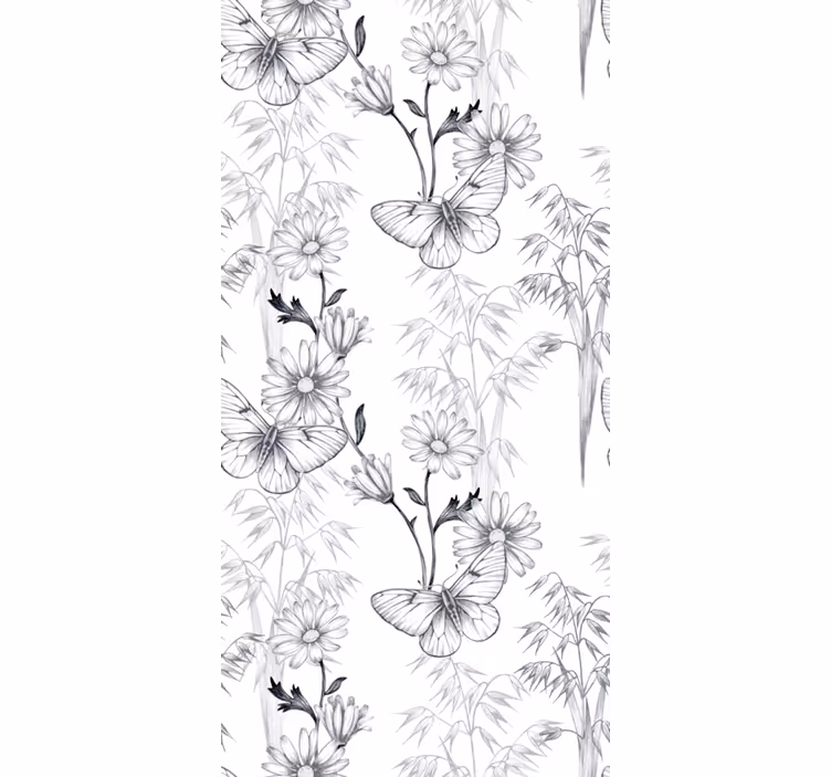 Fluture tapet model flori negre - TenStickers