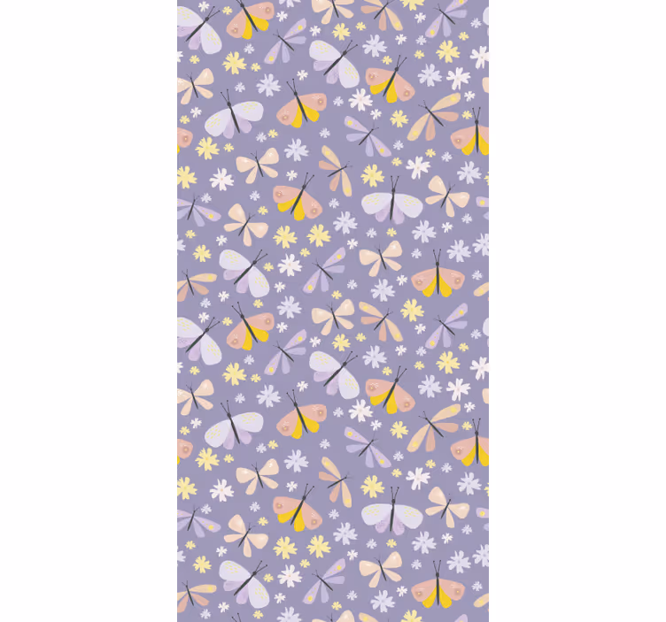 Fluture tapet flori elegante mov - TenStickers