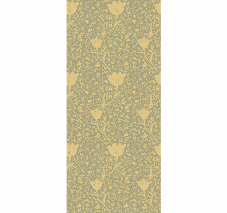 Tapet natura cu model floral subtil auriu și verde - TenStickers
