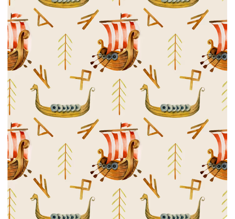 Tapet natura model de corăbii vikingi - TenStickers