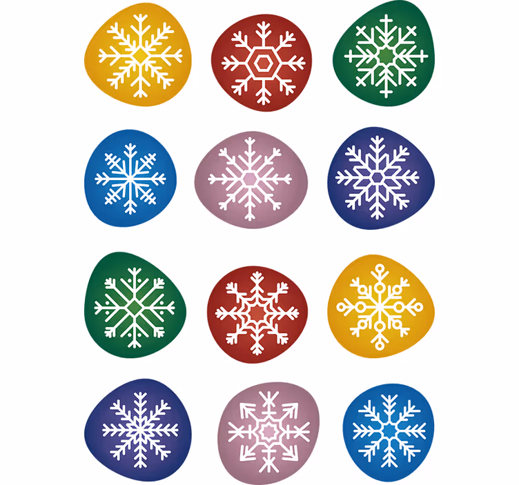 Crăciun tapet fulgi de zăpadă colorați - TenStickers