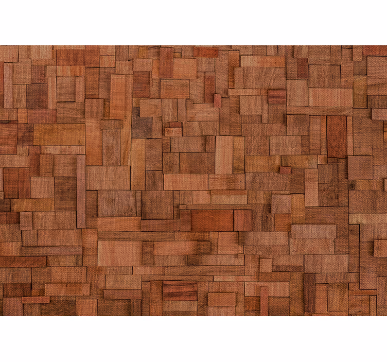 Tapet ornamental din cărămizi de lemn rustic neregulat - TenStickers