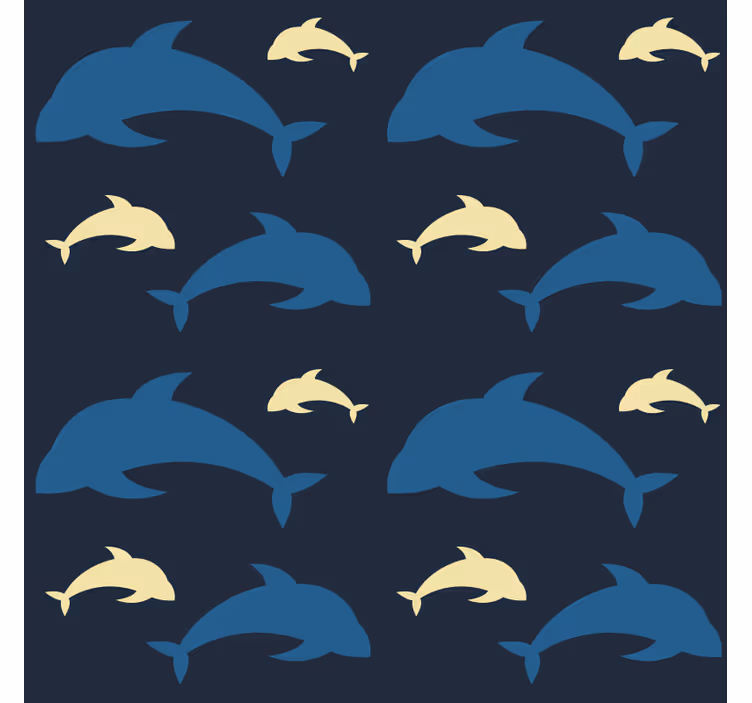 Tapet dormitor 3 delfini în mare - TenStickers