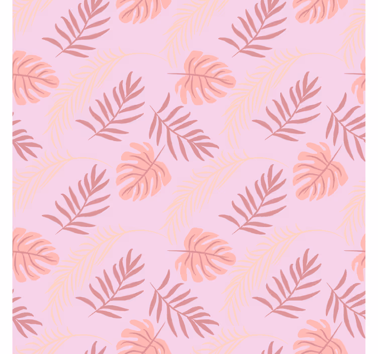 Tapet dormitor design frunze tropicale roz - TenStickers
