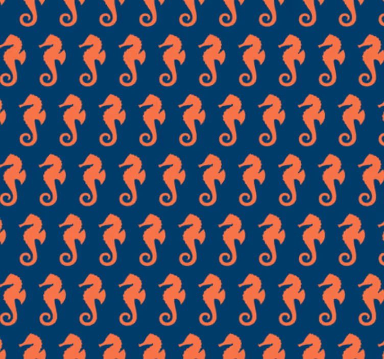 Tapet dormitor cu model de cal de mare portocaliu - TenStickers