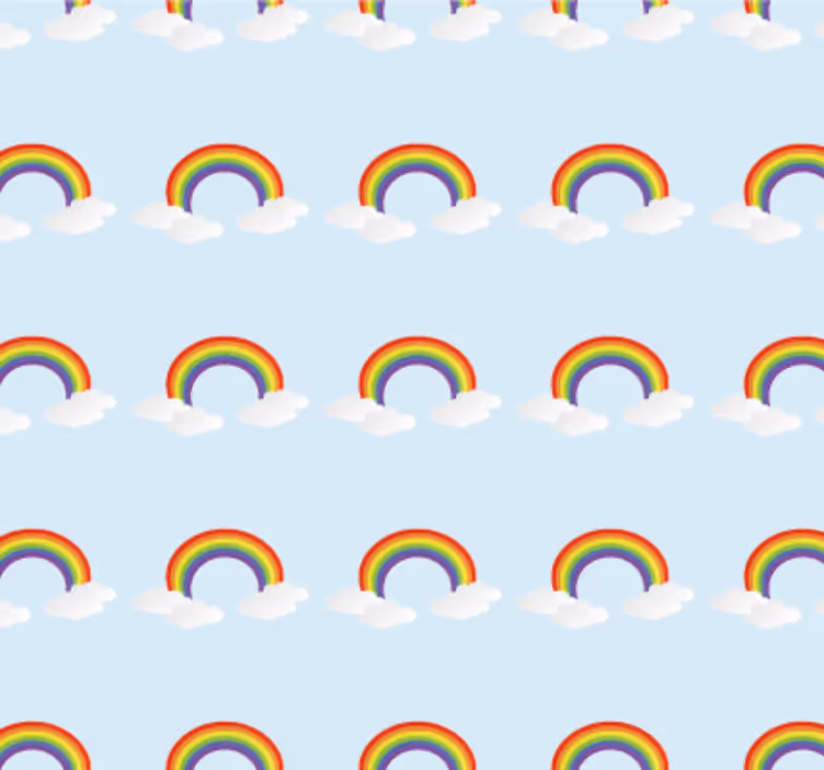 Tapet dormitor curcubeu colorat și nori - TenStickers