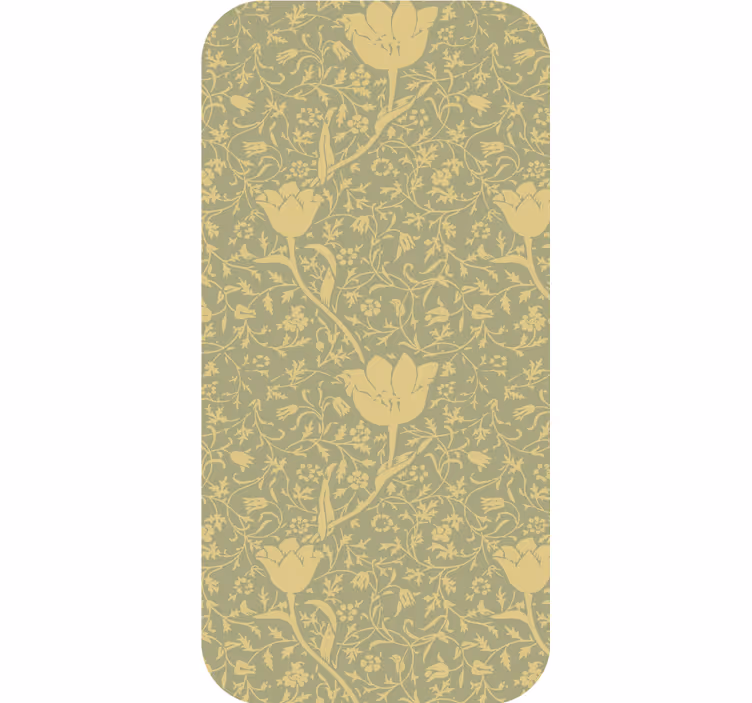 Tapet ornamental cu model floral subtil auriu și verde - TenStickers