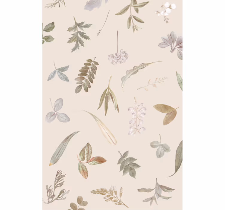 Tapet de frunze cu motive florale suprapuse - TenStickers