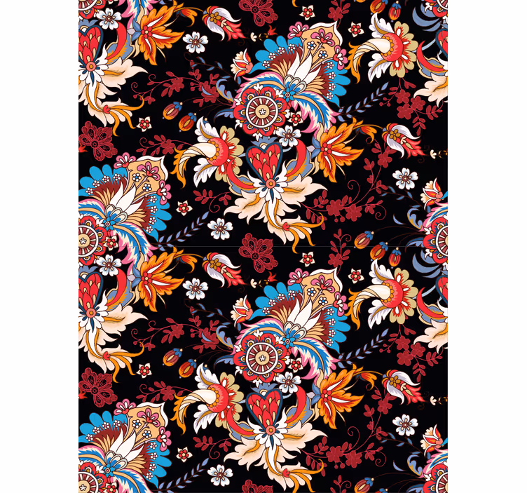 Tapet ornamental cu motiv botanic vibrant - TenStickers