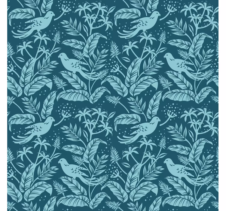 Tapet ornamental cu motive de păsări botanice - TenStickers