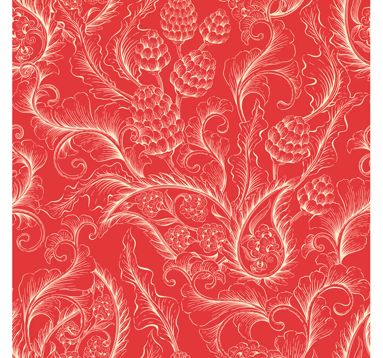 Tapet floral ilustrație paisley roșu - TenStickers