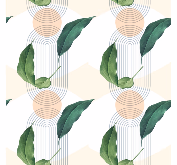 Tapet dormitor model geometric cu frunze - TenStickers