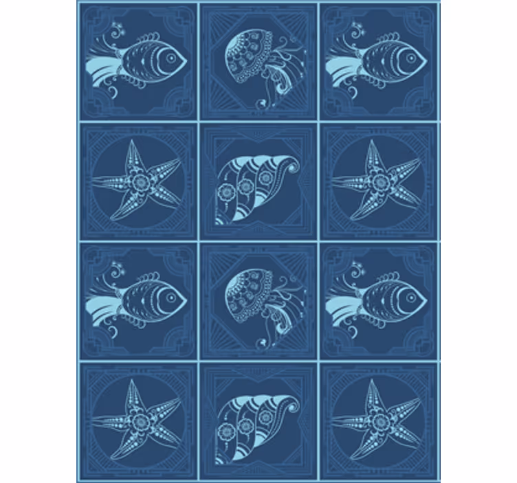 Tapet de animale cu viață marină ornamentală - TenStickers