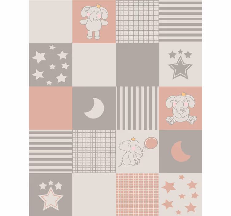 Tapet de animale cu motive de elefant și plăci nordice - TenStickers