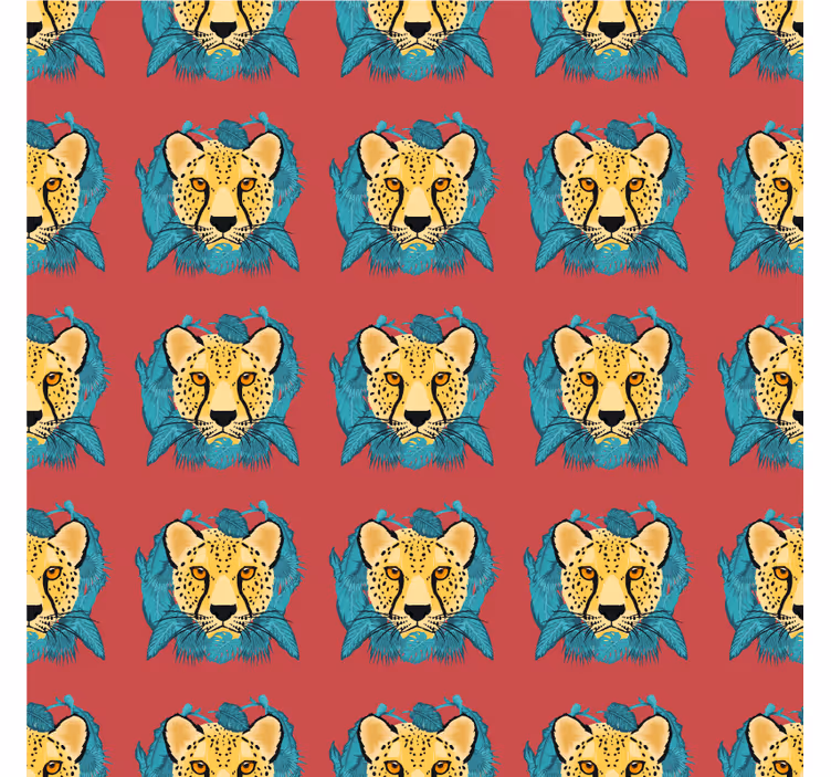 Tapet texturat grafic leopard în stil oriental - TenStickers