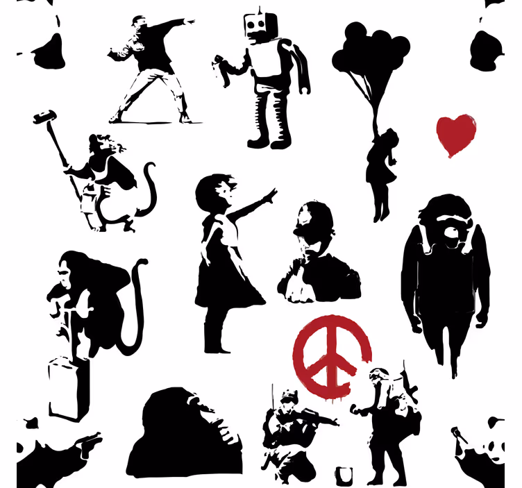 Tapet dormitor cu modele jucăușe de personaje - TenStickers