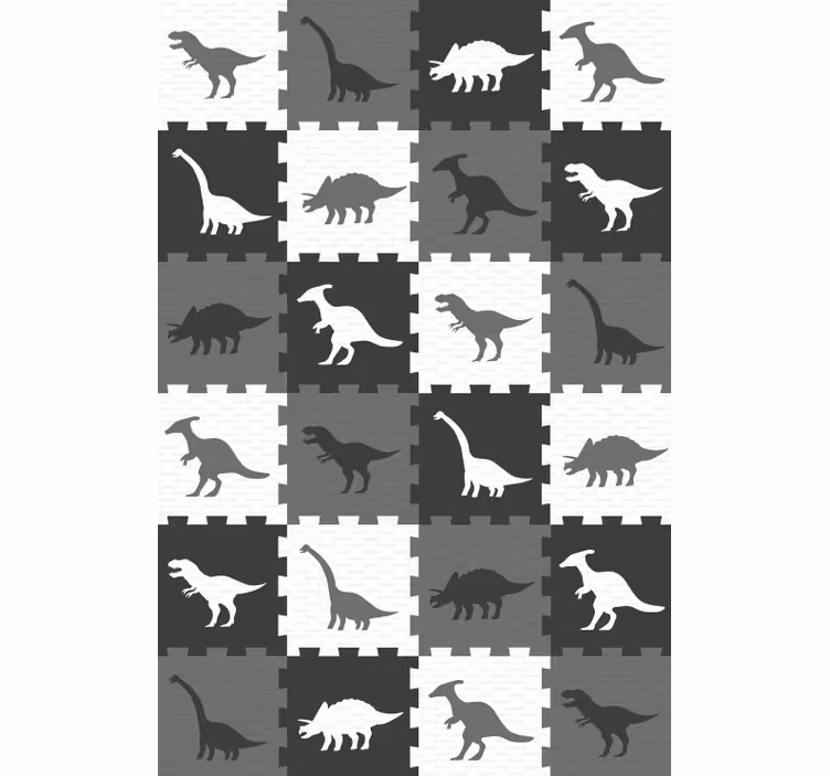 Tapet de animale puzzle cu animale gri - TenStickers