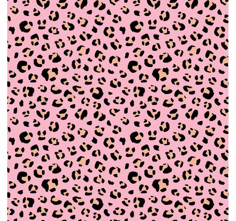 Tapet de animale model leopard roz și negru acvarel - TenStickers