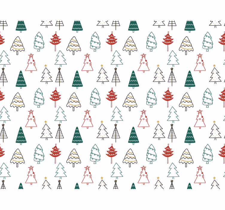 Crăciun tapet model cu pomi festive - TenStickers