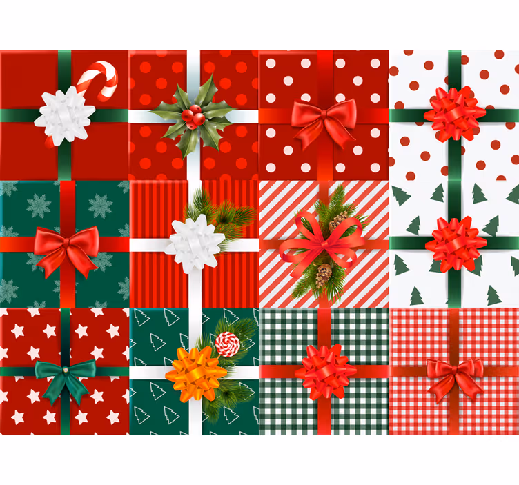Crăciun tapet modele festive de cadouri - TenStickers