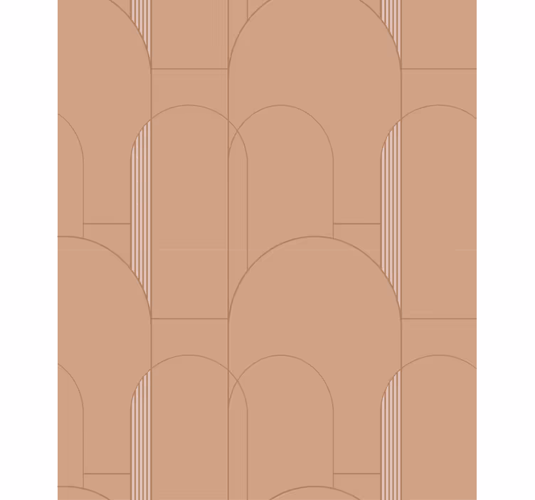 Tapet de sufragerie cu model geometric circular terracotta - TenStickers