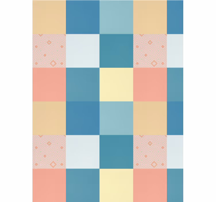 Tapet de sufragerie model retro colorat patchwork - TenStickers