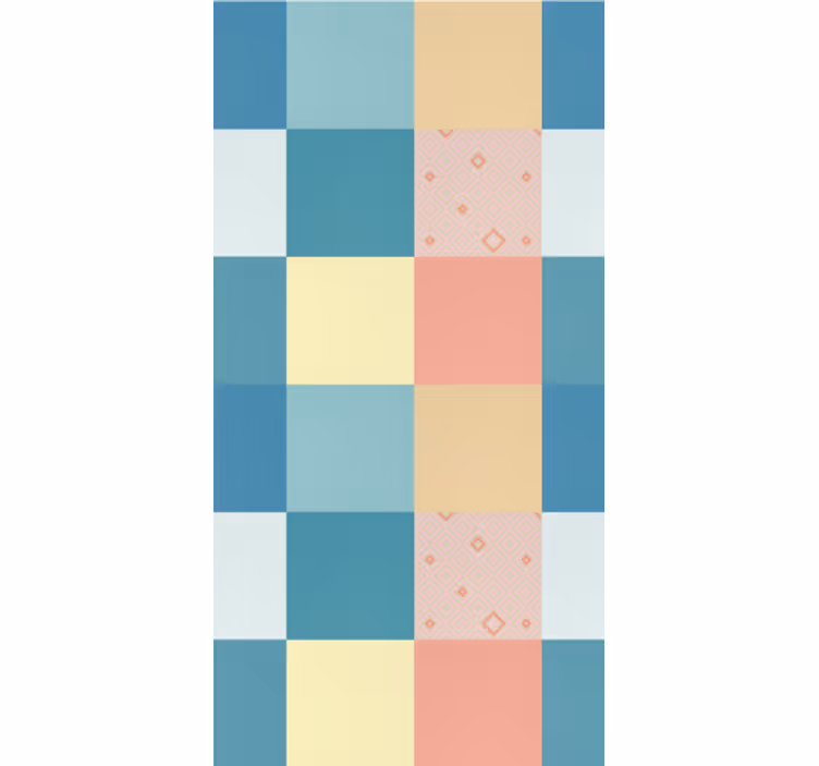Tapet de sufragerie tablă de șah pastel geometrică - TenStickers