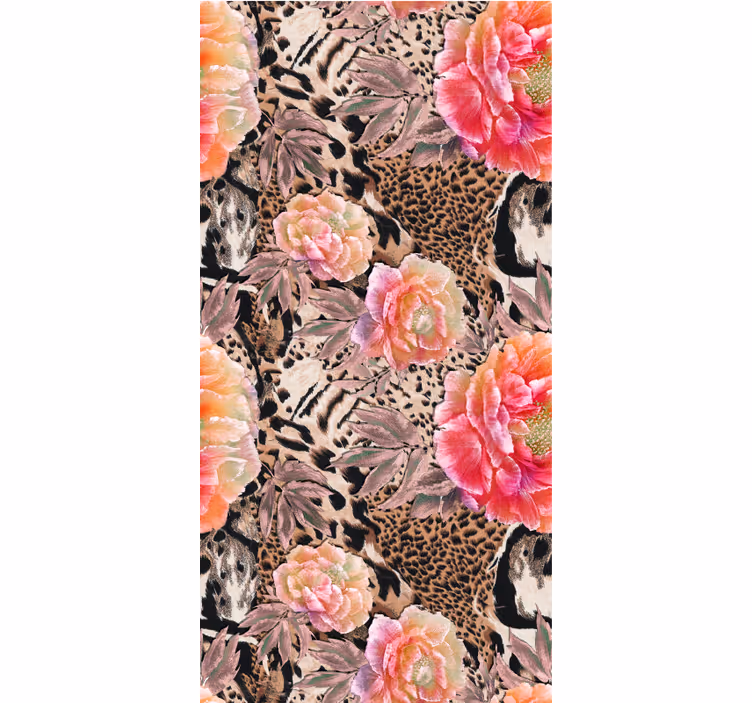 Tapet natura piele leopard floral - TenStickers