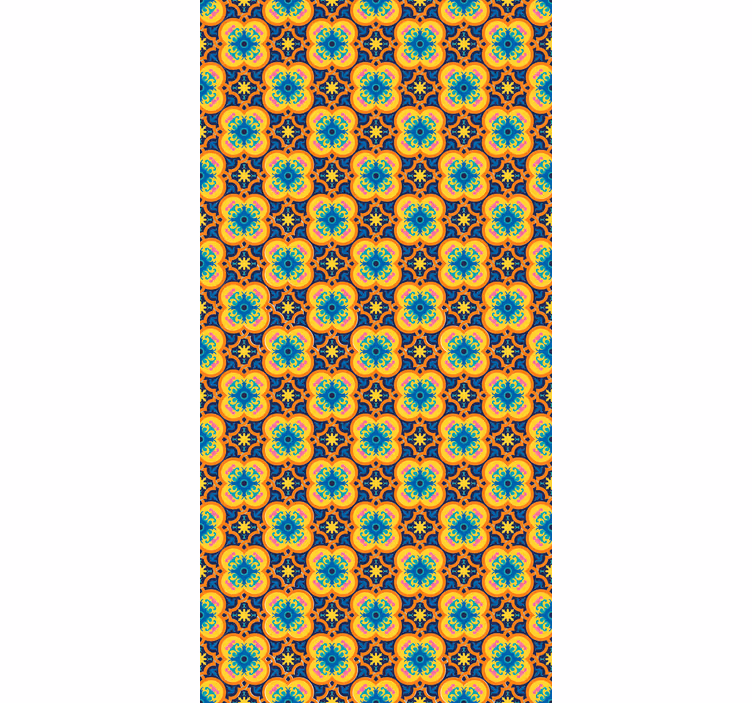 Tapet textură model boho oriental galben și albastru - TenStickers