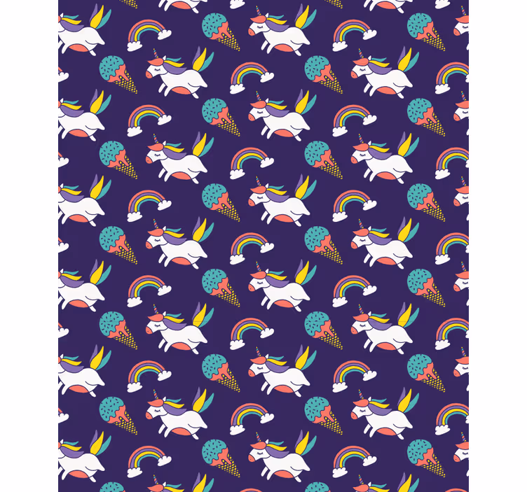 Tapet copii model unicorni desenat manual cu simboluri - TenStickers