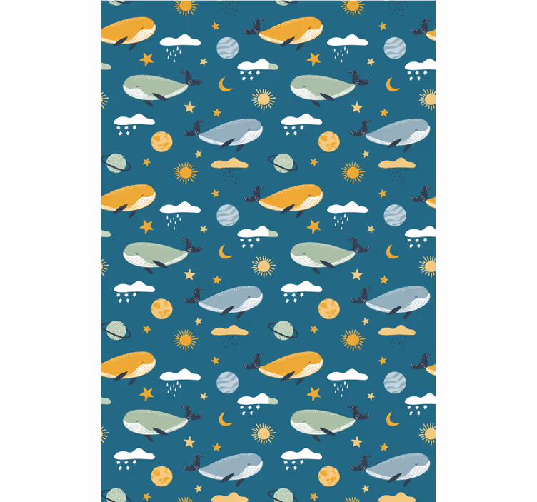 Tapet copii model trendy cu balene - TenStickers