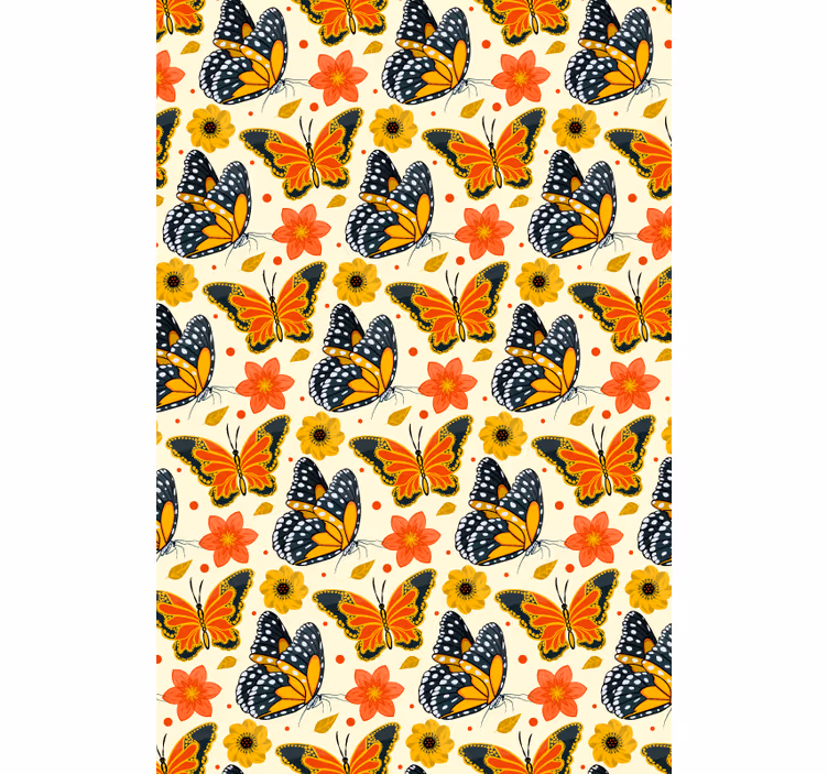 Tapet copii model floral cu fluturi - TenStickers