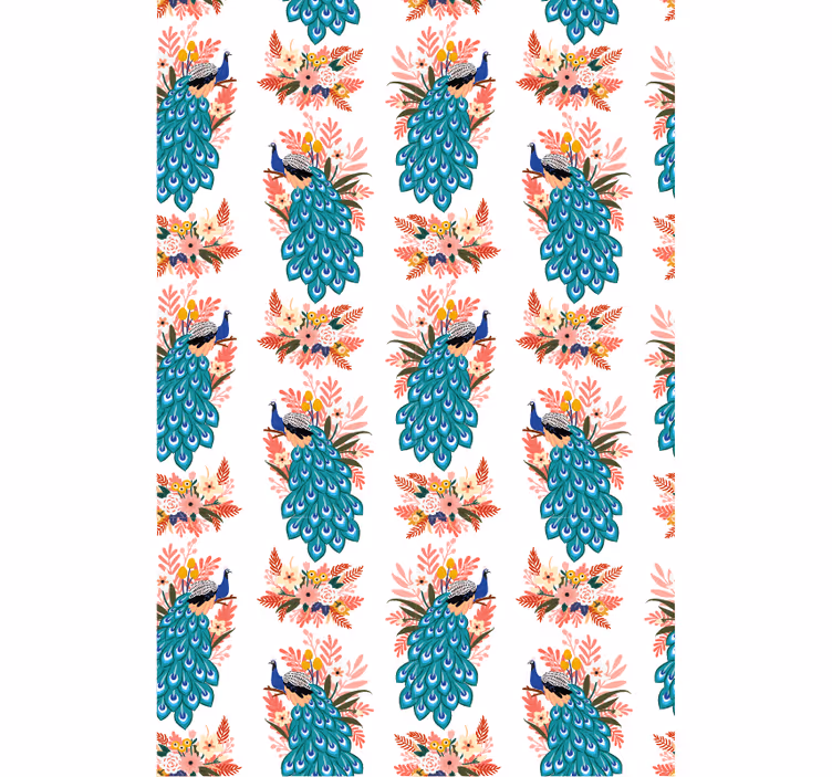 Tapet hol păuni printre flori - TenStickers