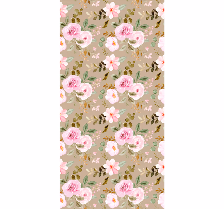 Tapet hol cu modele florale roz - TenStickers